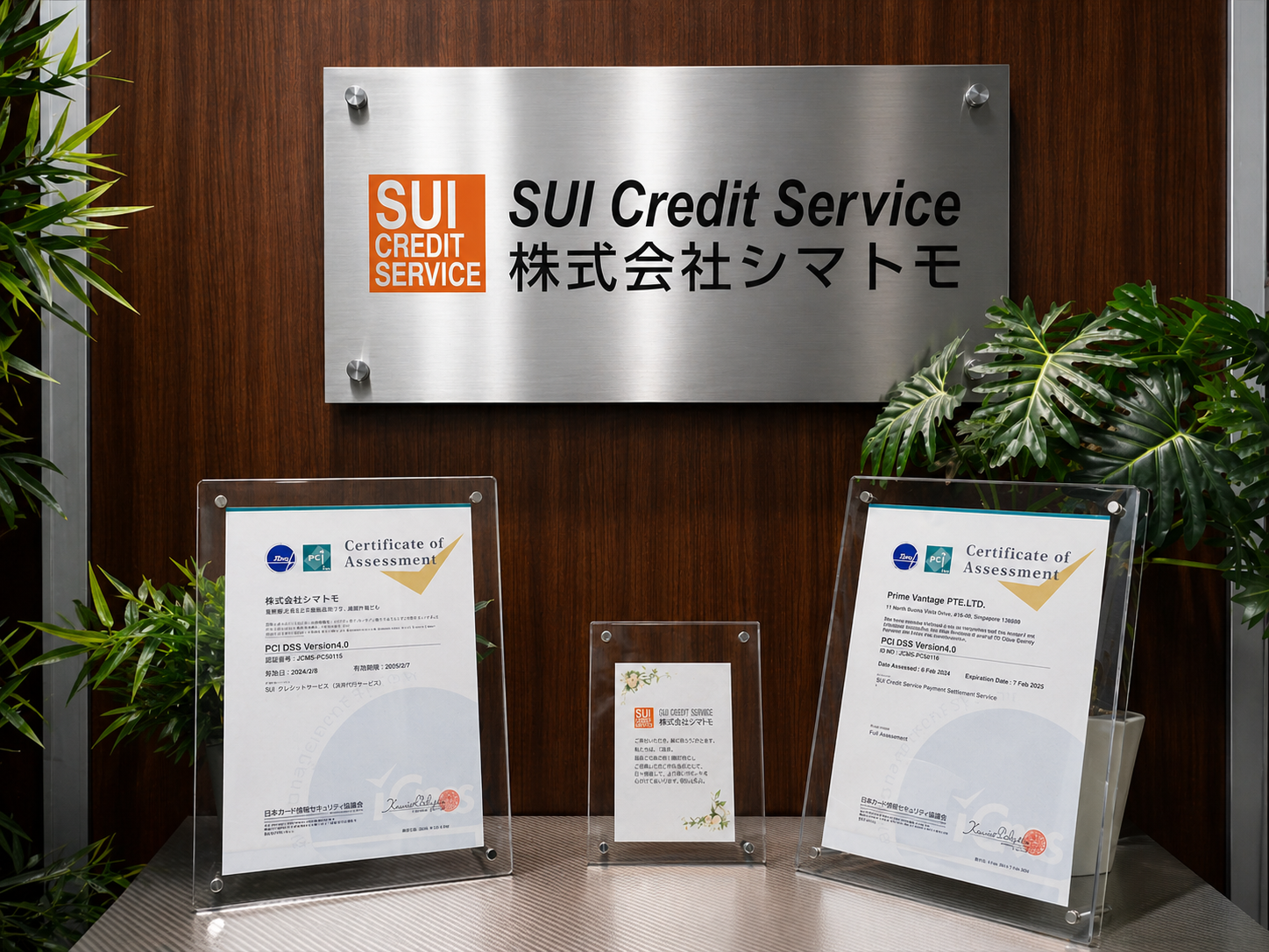 株式会社シマトモ オフィスエントランスとPCI DSS認証証